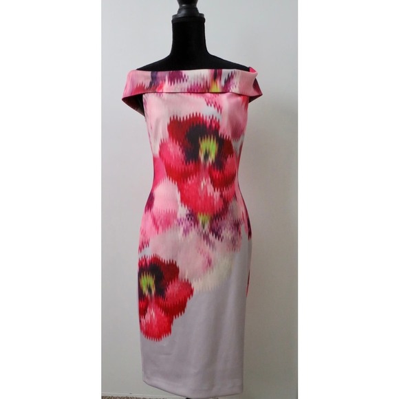 Ted Baker Expressive Pansy Off Shoulder Dress - Size 3 (US Size 8) - NWT - Picture 1 of 5